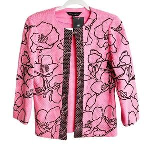 Ming Wang Floral Pink Lemonade Jacket Size XS Brand New